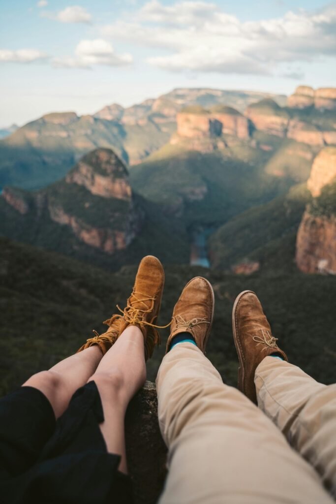 Close-up of a couple’s shoes walking together, symbolizing partnership and freedom in a childfree life.
